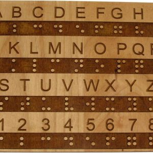 Raised Dots Braille Alphabet and Number Wood Board - Tactile