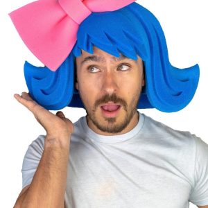 Foam Party Hats Wig with Large Bow - Cosplay Wigs - Drag Queen Wig - Party Favors - Photobooth Props - Party Wig - Wig birthday Gift