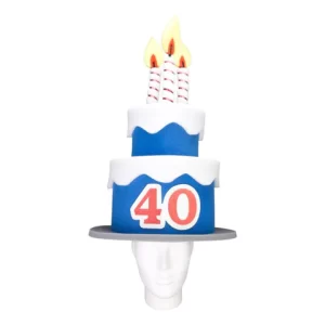 Adult Birthday Cake Hat- Blue with White Frosting- Foam Birthday Cake with Age- Personalized Age