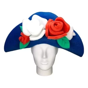 Foam Party Hats: Funny Silly Women Patriotic USA American Flag Wide Brim Floppy Hat Bonnet for Independence Day Crazy Hat Day Roses Lady Hat