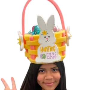 Easter Egg Basket Hat - Easter Hat - Happy Easter Hat - Rabbit Ears Hat - Bunny Hat for Adults and Kids - Bunny Ears Hat