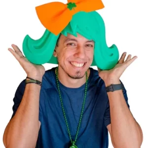 St Patrick's Wig - Saint Patrick Party - St Patricks Women Wig - St Patrick's Day Deco Wig - Shamrocks Wig - Irish Women Hat - Green Wig