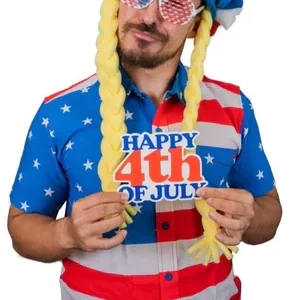 Foam Party Hats: Women Patriotic USA American Flag Floppy Hat Bonnet for Independence Day Crazy Hat Day, USA Roses & Braids Headband