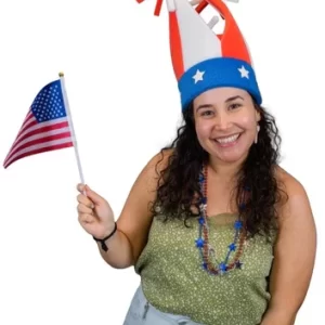 Foam Party Hats: Funny Silly Men & Women Patriotic Uncle Sam USA American Flag Wide Brim Top Hat for Independence Day, Crazy Hat Day, Jester