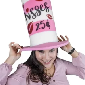 Tall Valentine’s Day Top Hat - Kisses Love Hat - Crazy Love Top Hat - Saint Valentine Hat - Funny Valentine Gift - Gift Top Hat