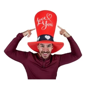 Valentine’s Day Wide Top Hat - Crazy Love Hat - I Love You Top Hat - Saint Valentine Hat -Funny Valentine Gift -Gift Top Hat