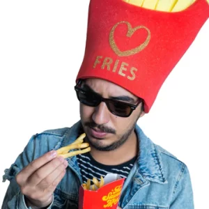 Foam Party Hats French Fries Hat - Handmade Food Hat - Food Party Hat - Food Art Hat - Funny Food Gift - Foodie Love Gift Hat - Fries Lover