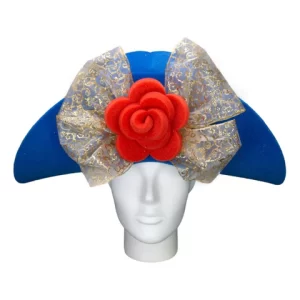 Foam Party Hats Vintage Lady Hat - BLUE or RED -Kentucky Derby Hat - Yute Flower Hat - Fascinator hat - Photobooth Props
